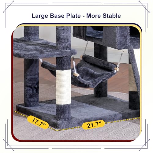 Cat Tree for Indoor Cats, 71'' (180cm) Multi-Level Cat Tower for Large Adult, Sturdy Cat Tree House with 2 Scratching Boards 7 Posts