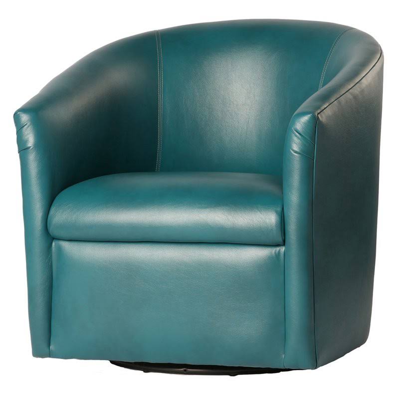 Comfort Pointe Draper Agean Green Faux Leather Swivel Accent Chair