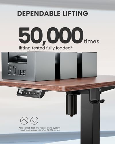 ErGear Height Adjustable Electric Standing Desk, 48 x 24 Inches Sit Stand up Desk, Memory Computer Home Office Desk with Two-Piece Desktop (Walnut)