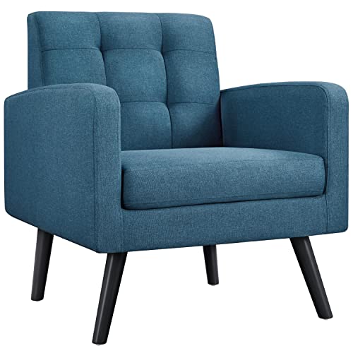 Yaheetech Mid-Century Accent Chairs, PU Leather Modern Upholstered Living Room Chair