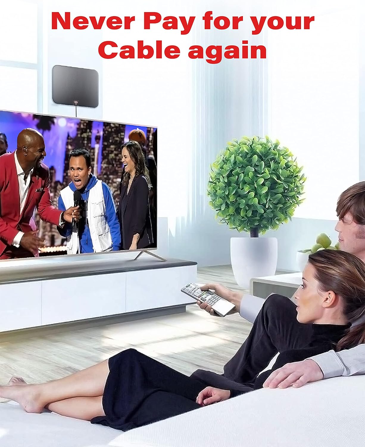 Gesobyte Amplified HD Digital TV Antenna Long 250 Miles Range - Support 4K 1080p Fire tv Stick and All Older TV's