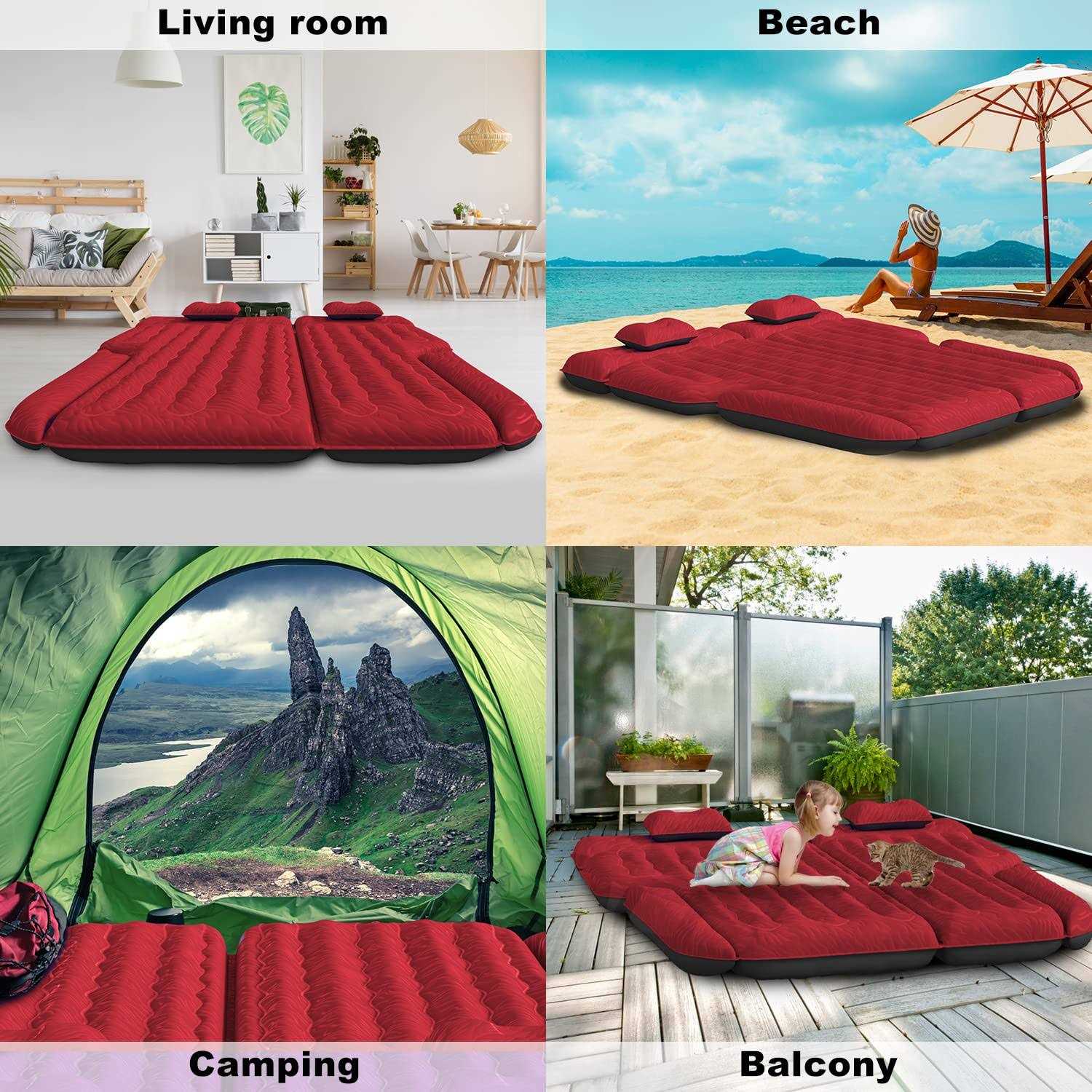 Umbrauto SUV Air Mattress Car Air Mattress 2023 Upgraded Flocking and Extra Thick Oxford Surface Car Sleeping Bed for SUV Back Seat with Electric Air