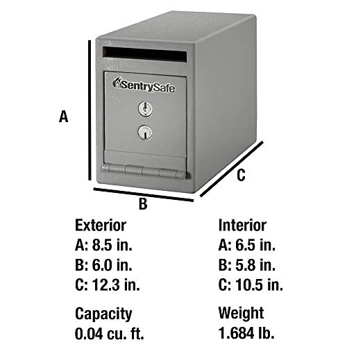SentrySafe Depository Safe with Dual Key Lock, Steel Drop Slot Safe for Offices and Businesses, Stores Cash Deposits, 0.38 Cubic Feet