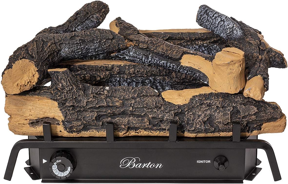 Barton 24" Premium Ceramic Log Set w/Adjustable Dual Burner 32