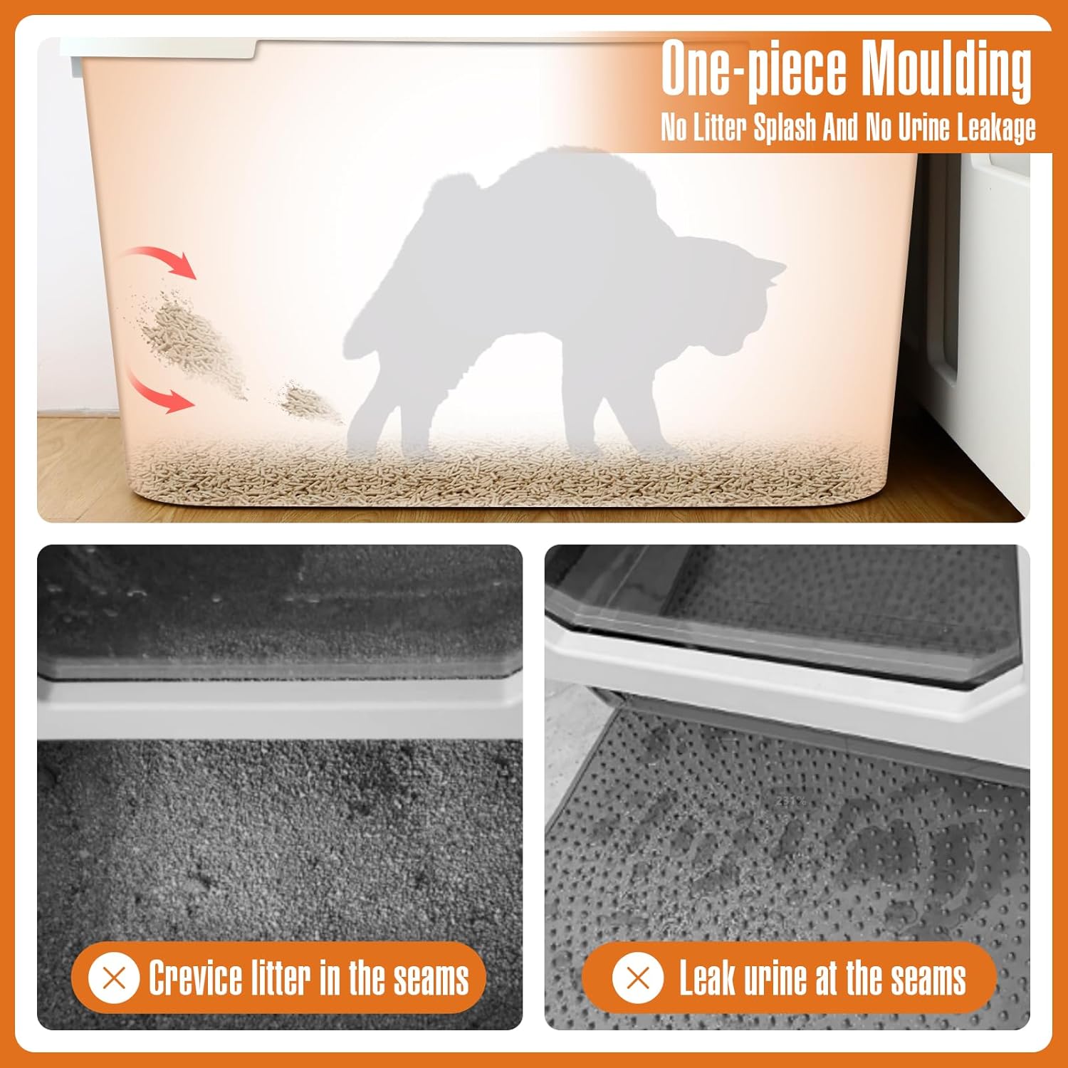 Hushee Enclosed Cat Litter Boxes 31.3 x 21.5 x 16.5'' Extra Large Covered Litter Box with Scoop Front Entry Two Exits Dual Applied XLarge Litter Box
