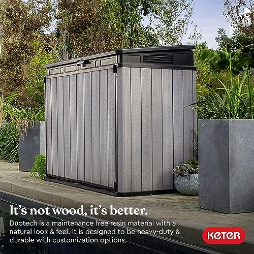 Keter Outdoor Storage Box & Shed for House, Patio & Yard, Elite Store, 4.6 x 2.7 Ft, Gray - Portable Utility Deck and Cabinet for Tools, Equipment