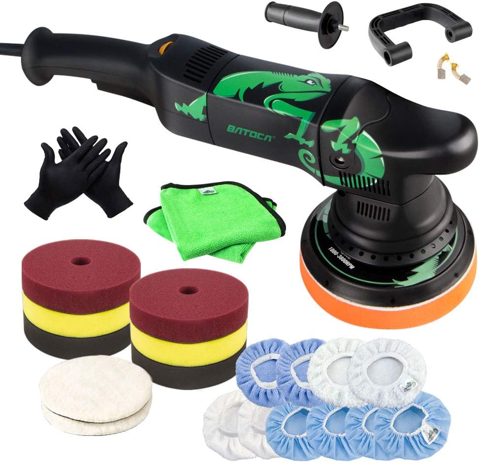BATOCA Dual Action Polisher, 6 Inches and 700w Random Orbital Car Buffer Polisher, 6 Variable Speed DA Polisher with Foam/Wool Pads, Polish Bonnet