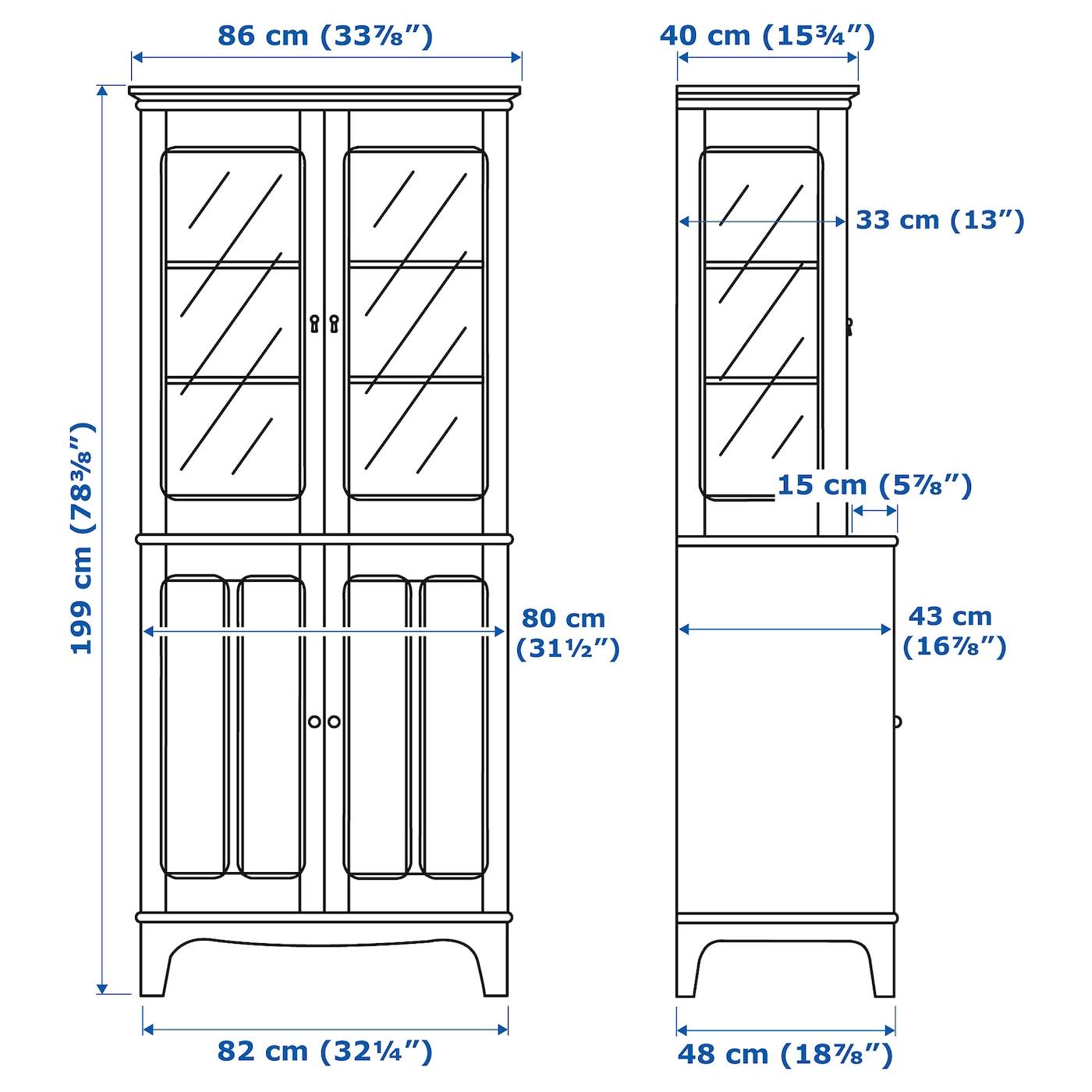 IKEA - LOMMARP Cabinet with Glass Doors, Dark Blue-Green, 33 7/8x78 3/8