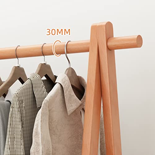 Solid Wood Folding Hanging Garment Racks, Heavy Duty Clothing Rack Portable Wardrobe Closet Organizer, Room Indoor Coat Closet