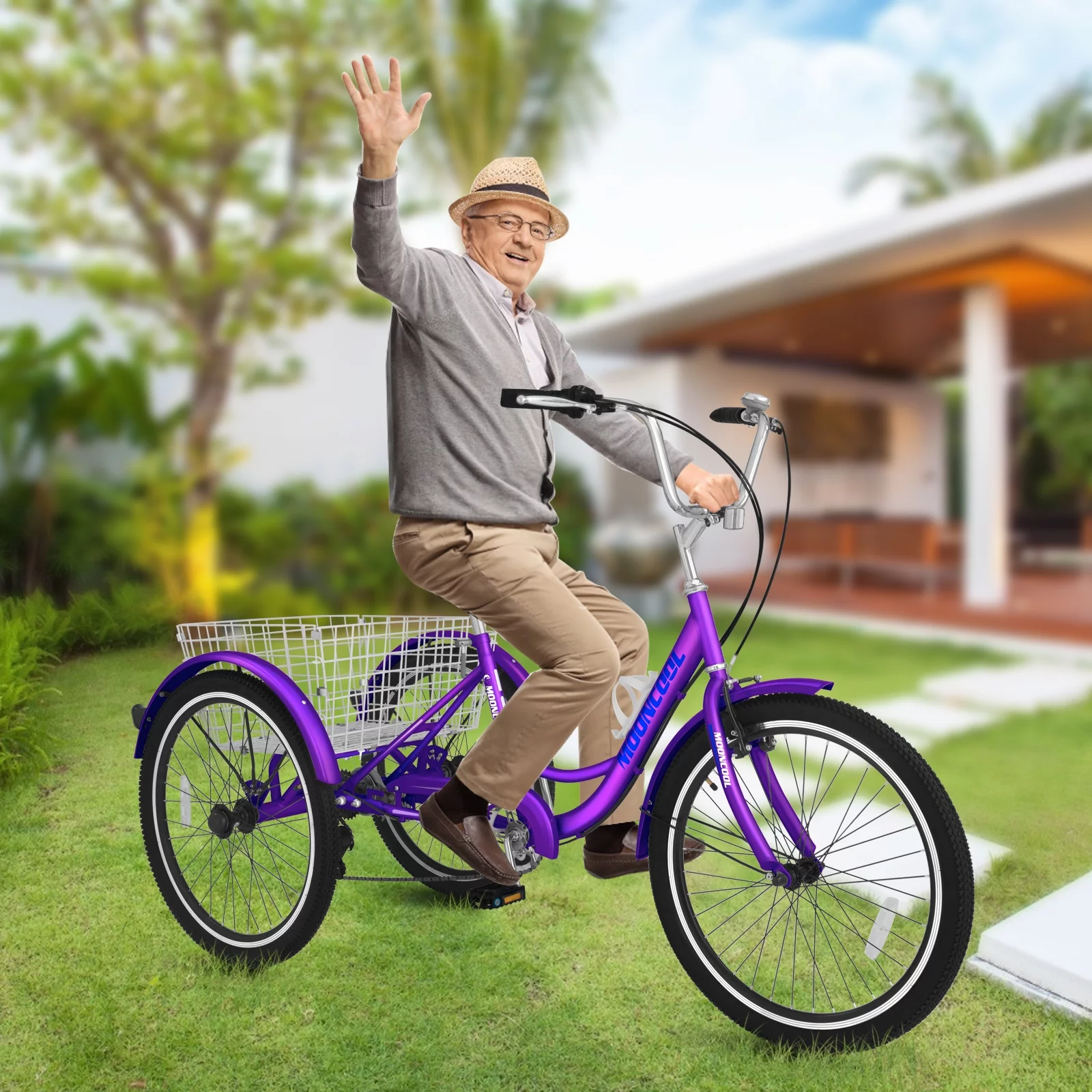 Docred Adult Tricycle 7 Speed 24 Inch Three Wheel Bike Cruiser Trike for Men/Women/Seniors