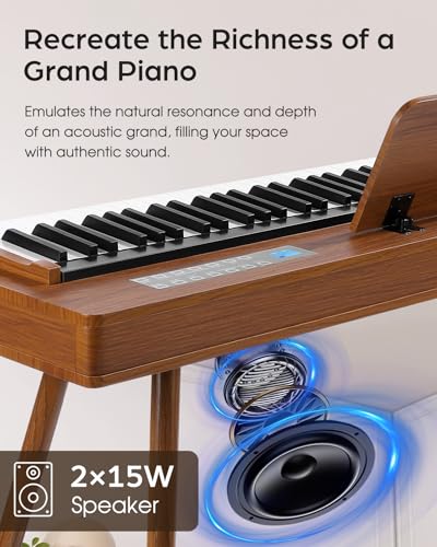 LIV-K01 Piano Keyboard Real Sampling, 88 Key Fully Weighted Keyboard Electric Piano, Grade Hammer Action, LCD Display, Touch Sensitive