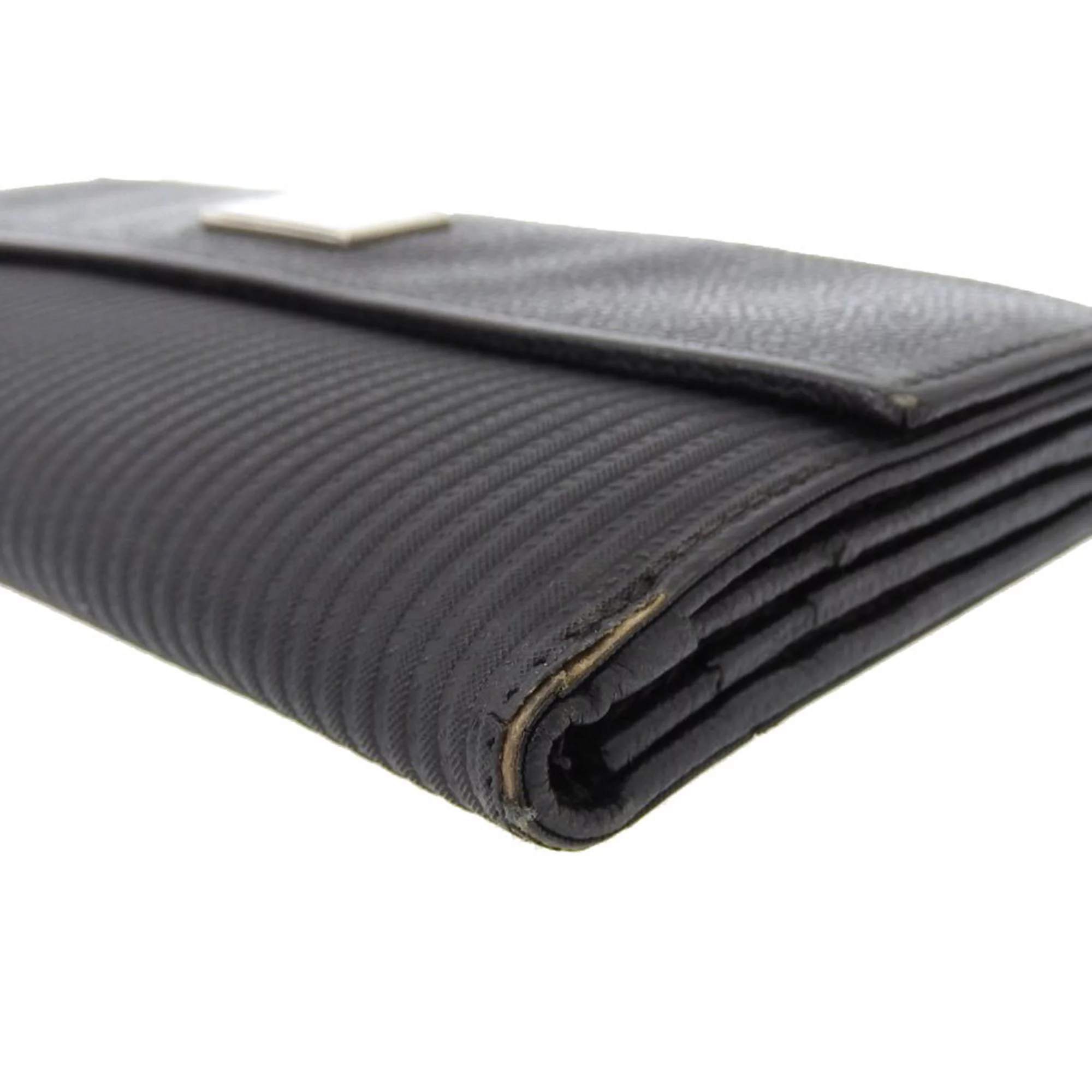 Pre-Owned Bvlgari BVLGARI Logo Millet Ligue Double Hook Long Wallet Leather Black 25556 (Good)