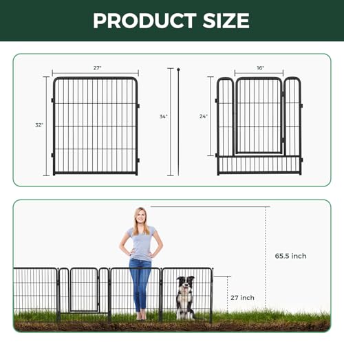 FXW Garden Fence 40in(H) x 36.0ft(L), 16 Panels Decorative Dog Fence Outdoor for The Yard – Heavy Duty Metal Animal Barrier for Dog and Rabbit