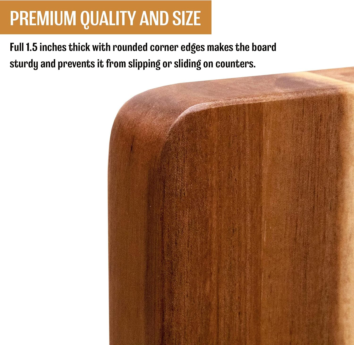 Villa Acacia Extra Large Wood Cutting Board 24 x 18 Inch, 1.5 Inches Thick, Reversible Wooden Kitchen Block