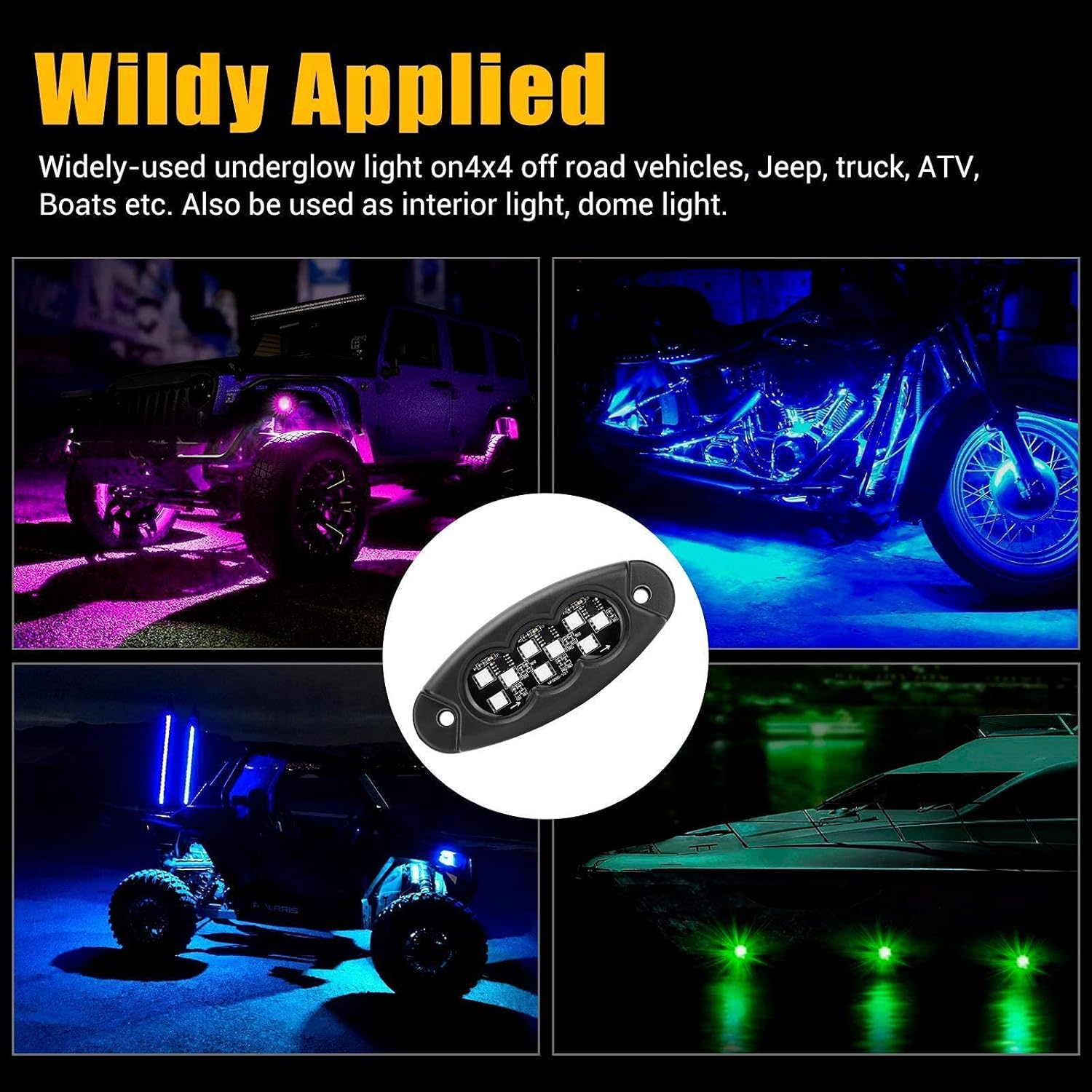 Car Underglow Lights Exterior, LED Underbody Light Kit, 6 PCS Car Underglow Lights Music Sync DIY Mode, Glow Light Kits for Car SUV Ttruck