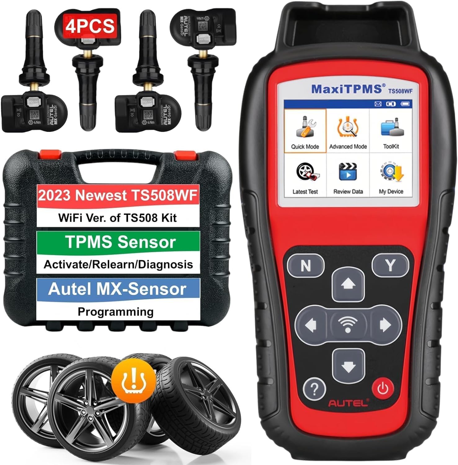 Autel MaxiTPMS TS508WF Complete with 4 pcs Duel Frequency Rubber MX Sensor
