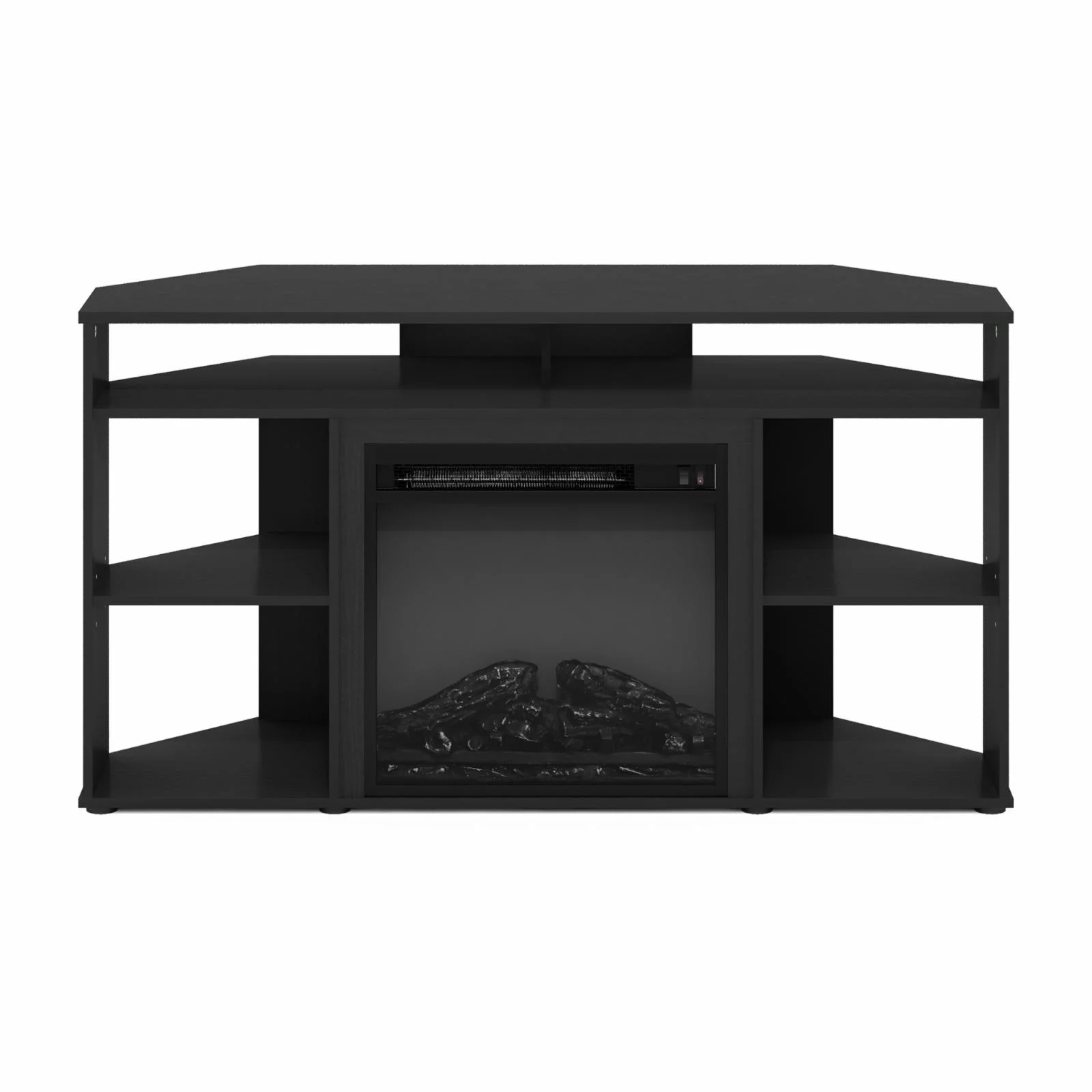 Furinno Jensen Corner TV Stand with Fireplace for TV up to 55 in, Americano