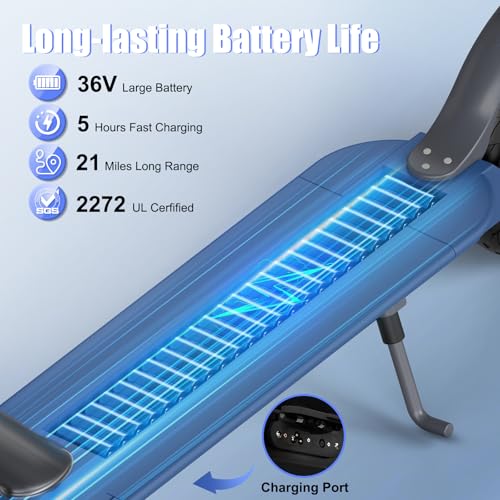 Electric Scooter, Folding E Scooter for Adults with Seat, 350W Motor, 8.5" Tire, 19MPH