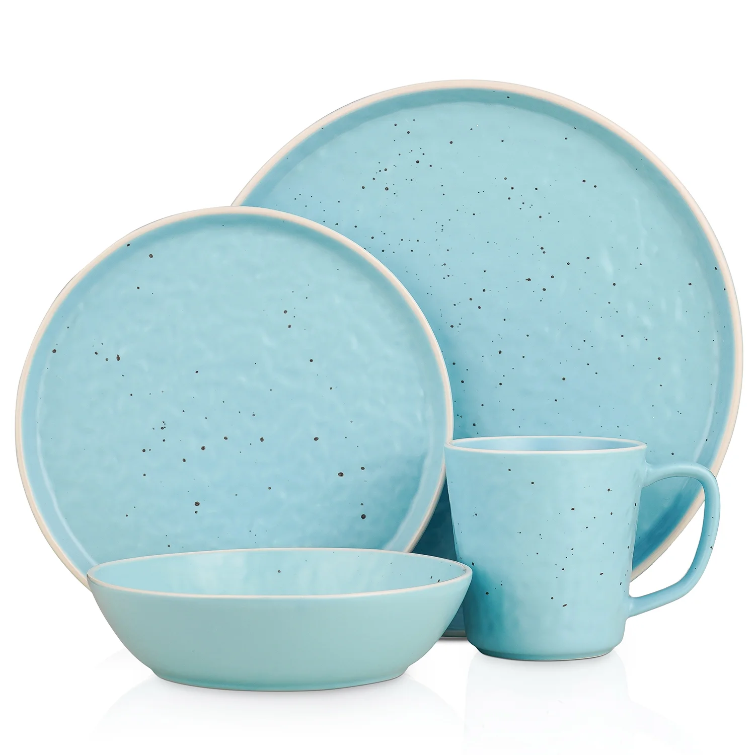 Stone Lain Elena Stoneware Dinnerware, 16-Piece Mix and Match Multicolor Set for 4