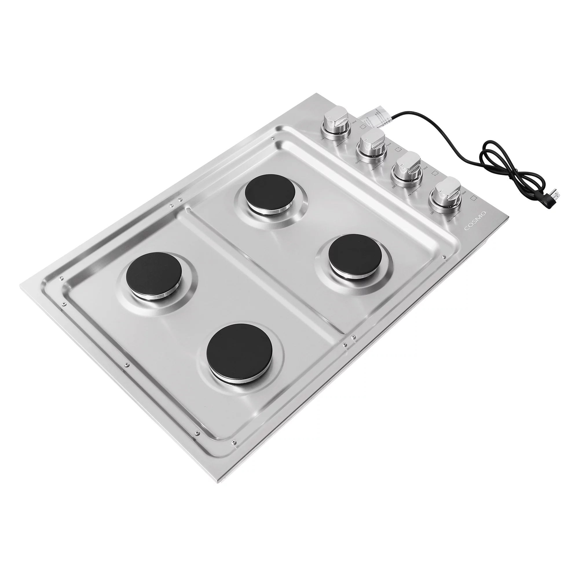 Gas Cooktop with 4 Sealed Italian Made Burners in Stainless Steel