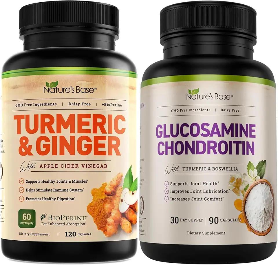 Nature's Base Turmeric & Ginger 120 ct + Glucosamine Chondroitin 90 ct - Kansas Nuitrition - HNZSDS
