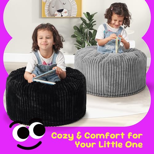 Hobestluk 5ft Bean Bag Chairs for Adults Large Beanbag Chair with Stripe Plush Cover Big Bean Bag Chair for Living Room Bedroom Dorm Office -Black