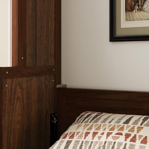 KEIKI Queen Size Murphy Bed with Desk, Horizontal Wood Wall Bed Cabinet with Gas Struts, Space-Saving Folding Bed for Bedroom, Living Room