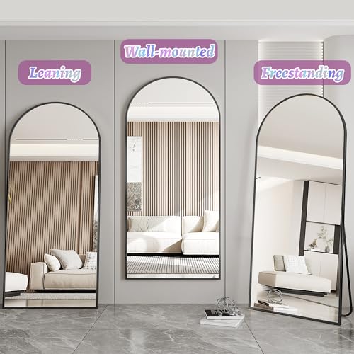 Full Length Mirror, 76"x34" Arched Floor Mirror Freestanding, Floor Standing Full Body Mirror with Stand for Bedroom