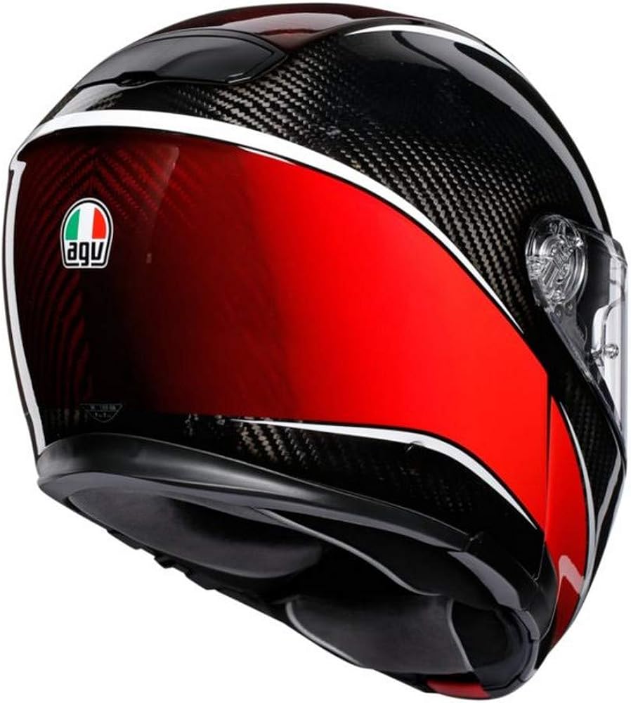 AGV Unisex-Adult Sportmodular Fiber Modular Helmet Carbon/Red (X-Small), XS