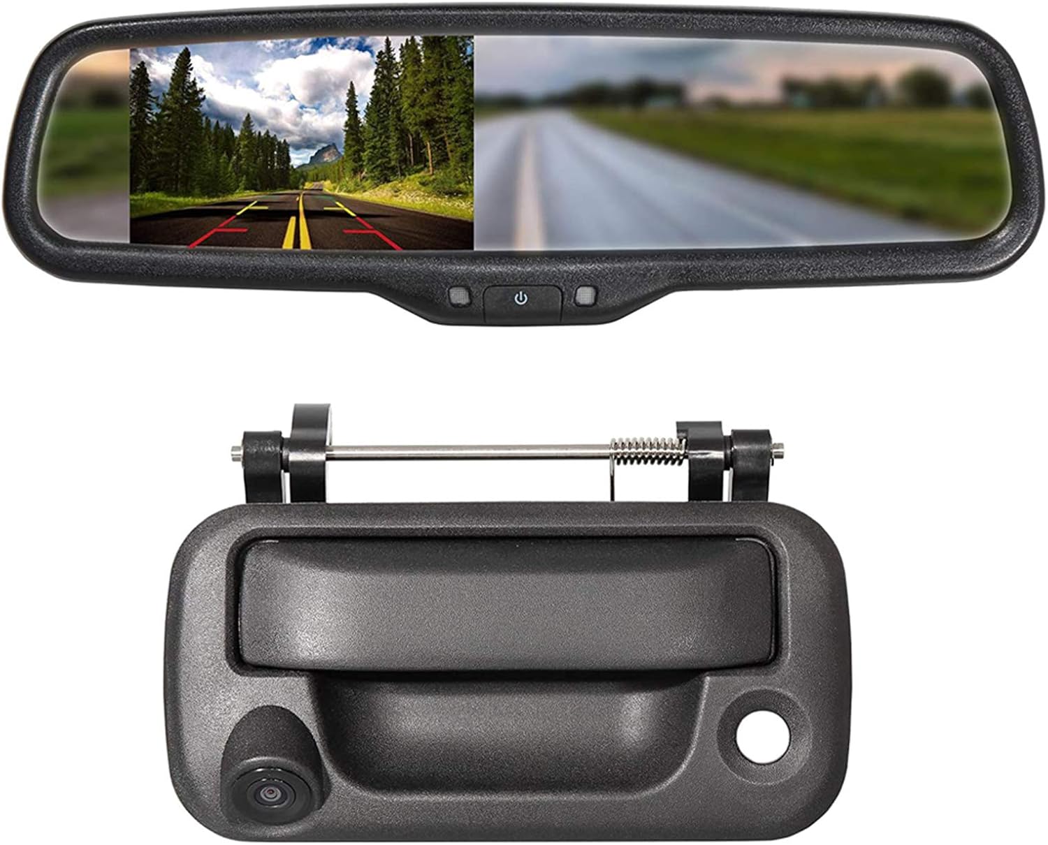 EWAY Tailgate Handle Backup Reverse Camera with 4.3 inch Rear View Mirror Monitor Kit for Ford F150 2004-2016/Super Duty F250/F350/F450/F550