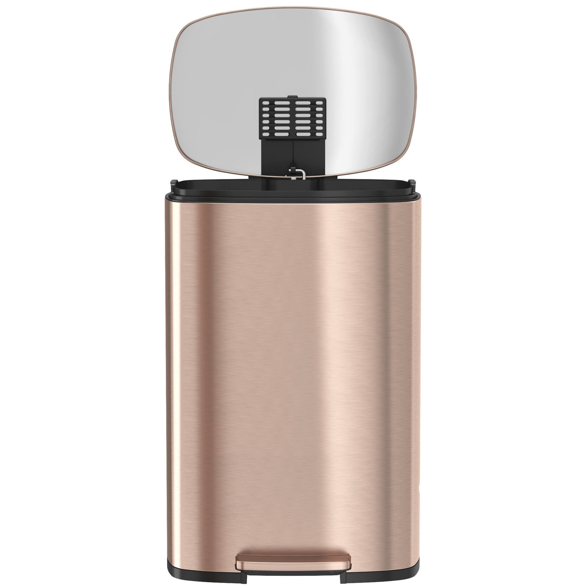 iTouchless SoftStep 13.2 Gallon Stainless Steel Step Garbage Kitchen Trash Can with Odor Control, Rose Gold