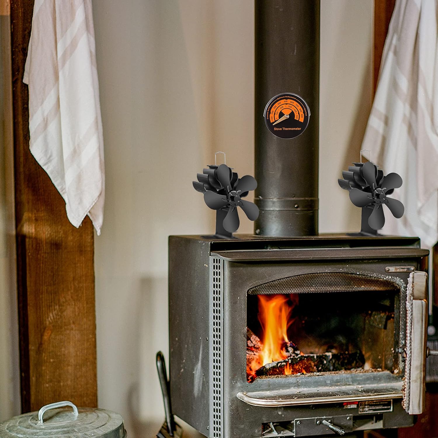 5 Blades Wood Burning Stove Fireplace Fan