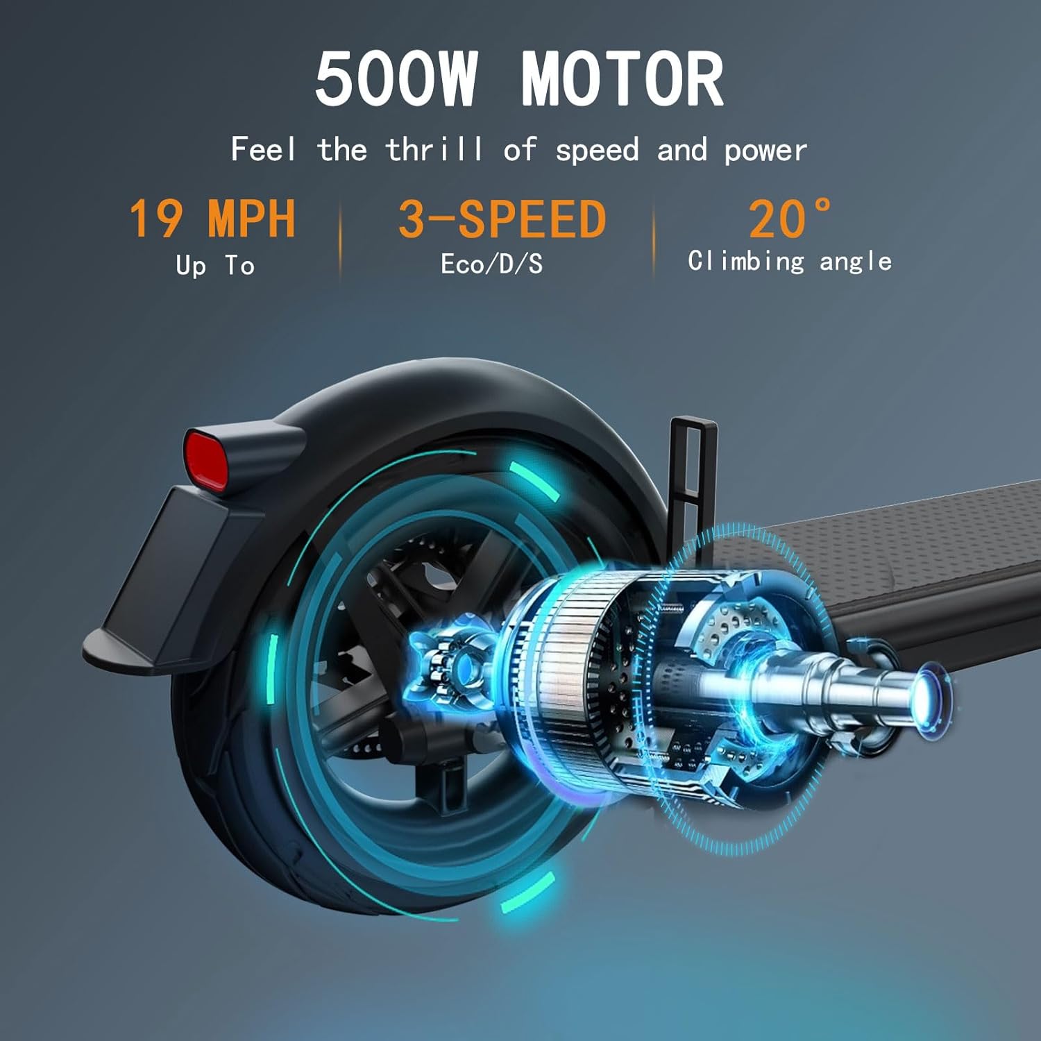 Foldable Electric Scooter for Teens Adults,500W Motor,Up 19 Mph and 15-19 Miles Long Range,10" Solid Tires,Dual Braking System and App Control
