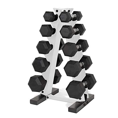 CAP Barbell 150 LB Coated Hex Dumbbell Weight Set with Vertical Rack | Multiple Options