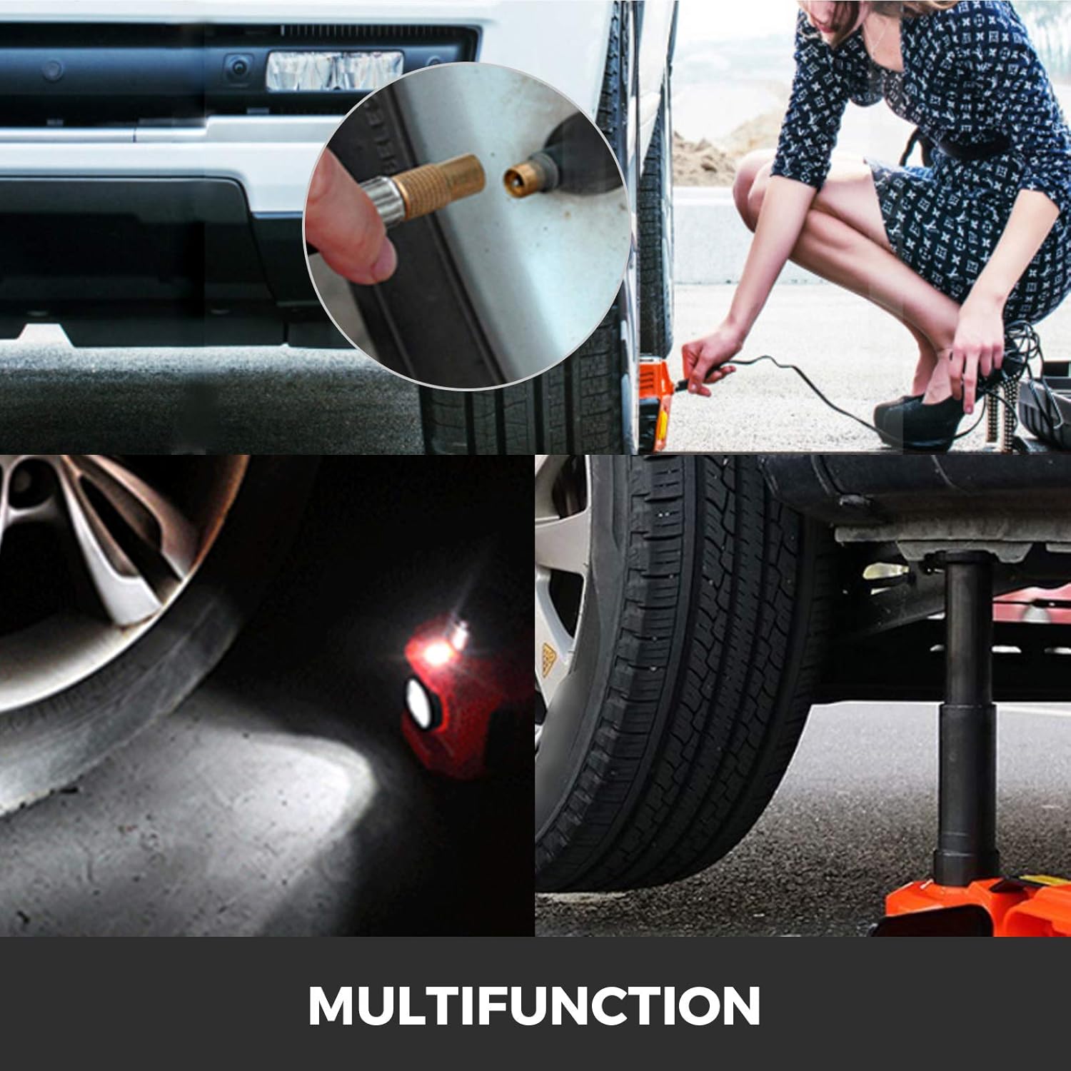 VEVOR Electric Car Jack, Electric Hydraulic Jack 3 Ton(6600 lbs) with Tire Inflator Pump and Electric Wrench