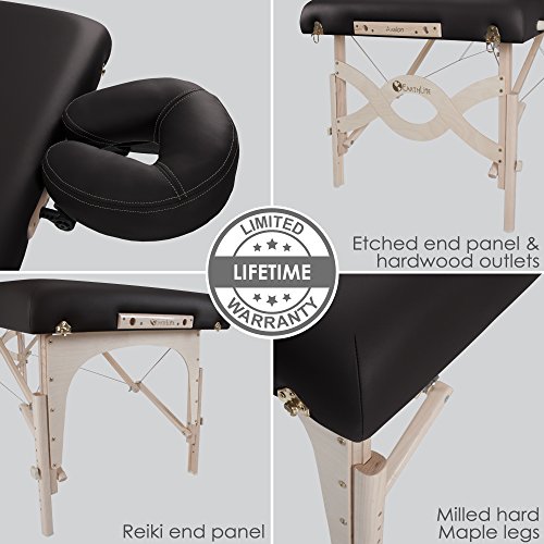 EARTHLITE Portable Massage Table Package AVALON – Reiki Endplate, Premium Flex-Rest Face Cradle & Strata Cushion, Carry Case (30”x73”)