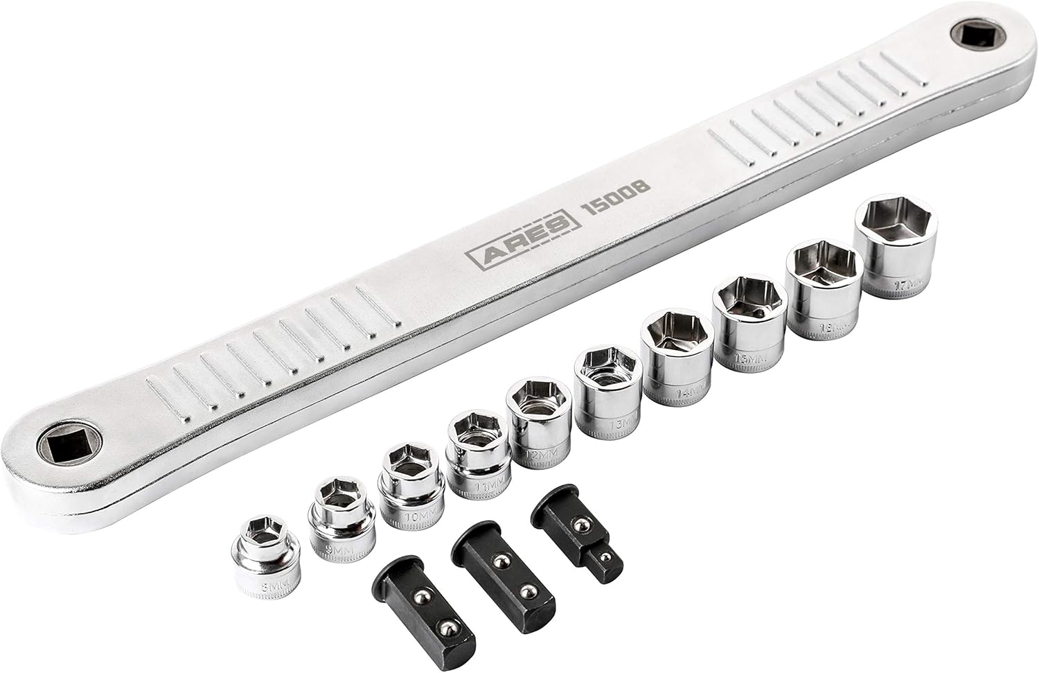 ARES 15008 - Impact Ready Offset Extension Wrench & Low Profile Socket Set