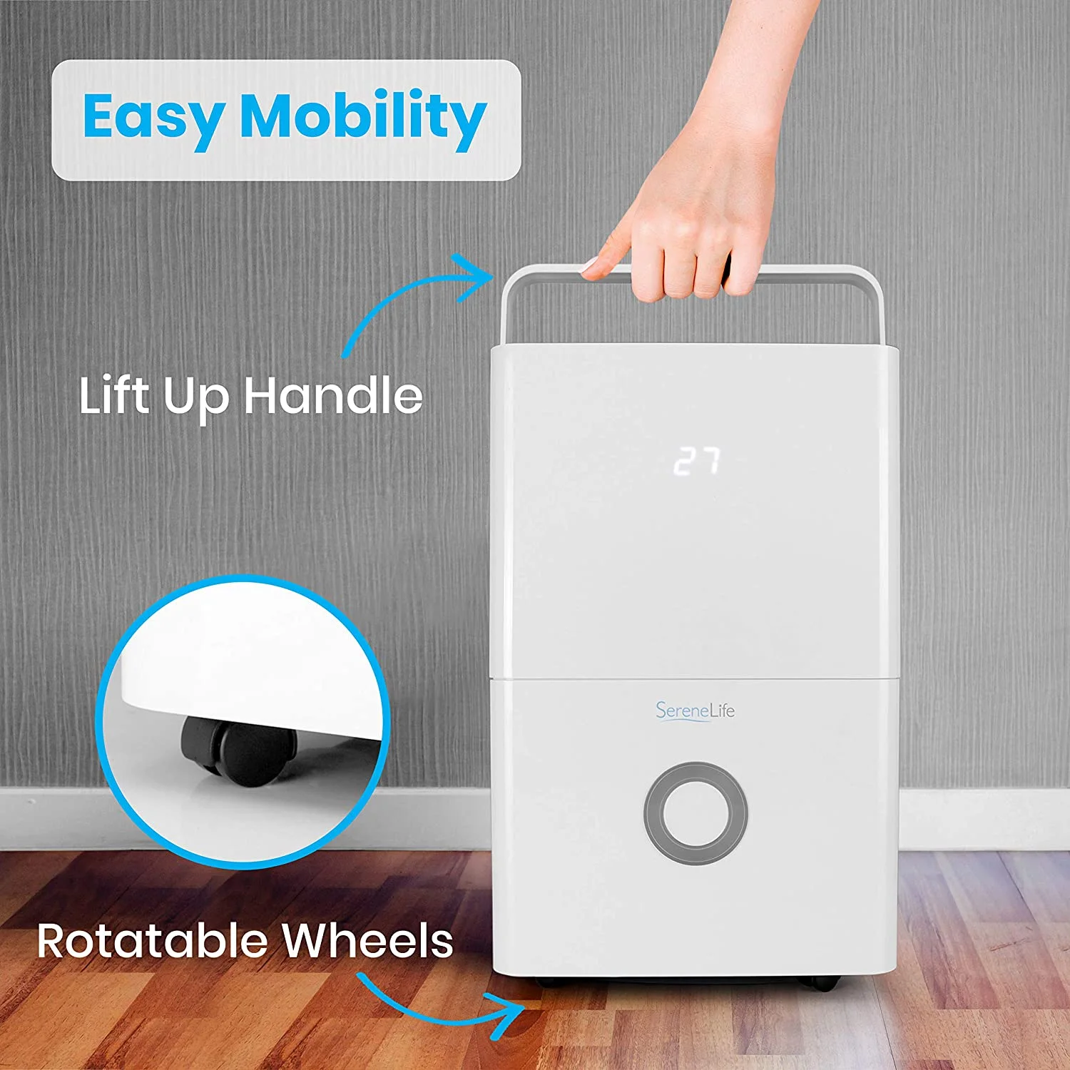 KEERDAO 50-Pint Electric Home Compact Dehumidifier - 3000 Square Feet Quiet Electric Dehumidifiers For Home Closet Basement w/ 4L Water Tank Capacity