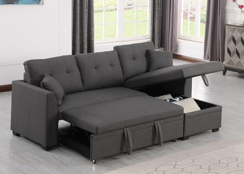 Small Sleeper Sofa, Sofa Bed Couch with Pull Out Couch Reversible Sleeper Sectional Sofa with Storage, L Shaped Chaise Sleeper Sofa