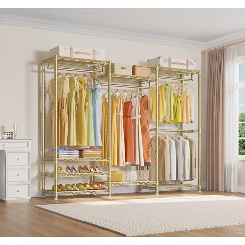 VIPEK V5 Portable Closet Wardrobe Heavy Duty Clothes Rack, Freestanding Clothing Rack with 4 Hang Rods & 8 Shelves, Adjustable Closet Racks
