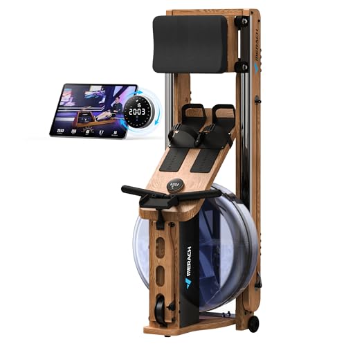 MERACH Water Rowing Machines for Home, Foldable Row Machine with 400LBS Weight Capacity, Dedicated Monitor and Comfortable Seat