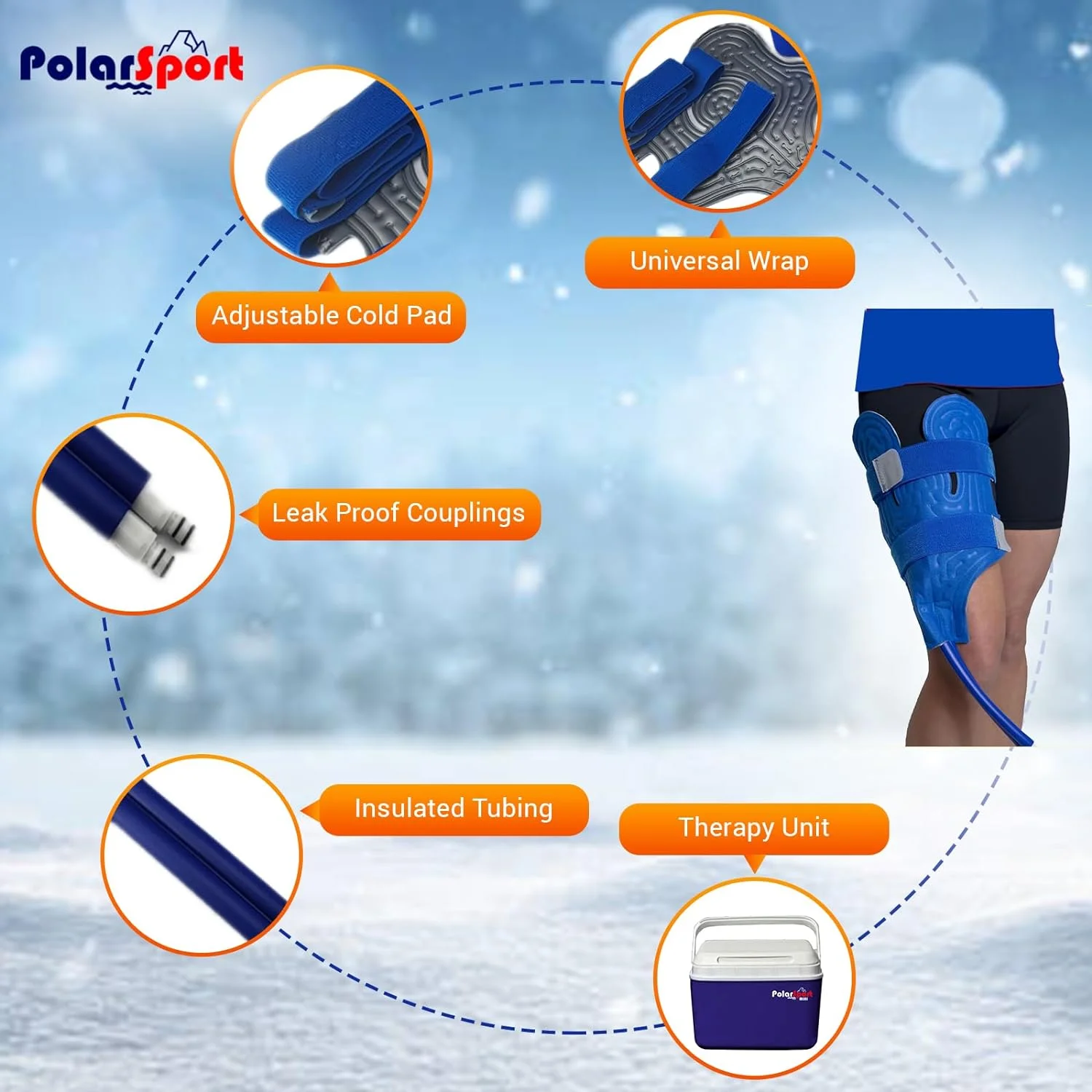 Cold Therapy Machine by Polar Sport - Ice Water Circulation System with Large Adjustable Cold Pad for Pain in The Knee, Shoulder, Ankle