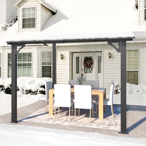 AECOJOY 10&rsquo; x 10&rsquo; Gazebo, Wall Mounted Gazebos Pergola on Clearance, Outdoor Patio Lean to Gazebo Awnings for Deck, Porch