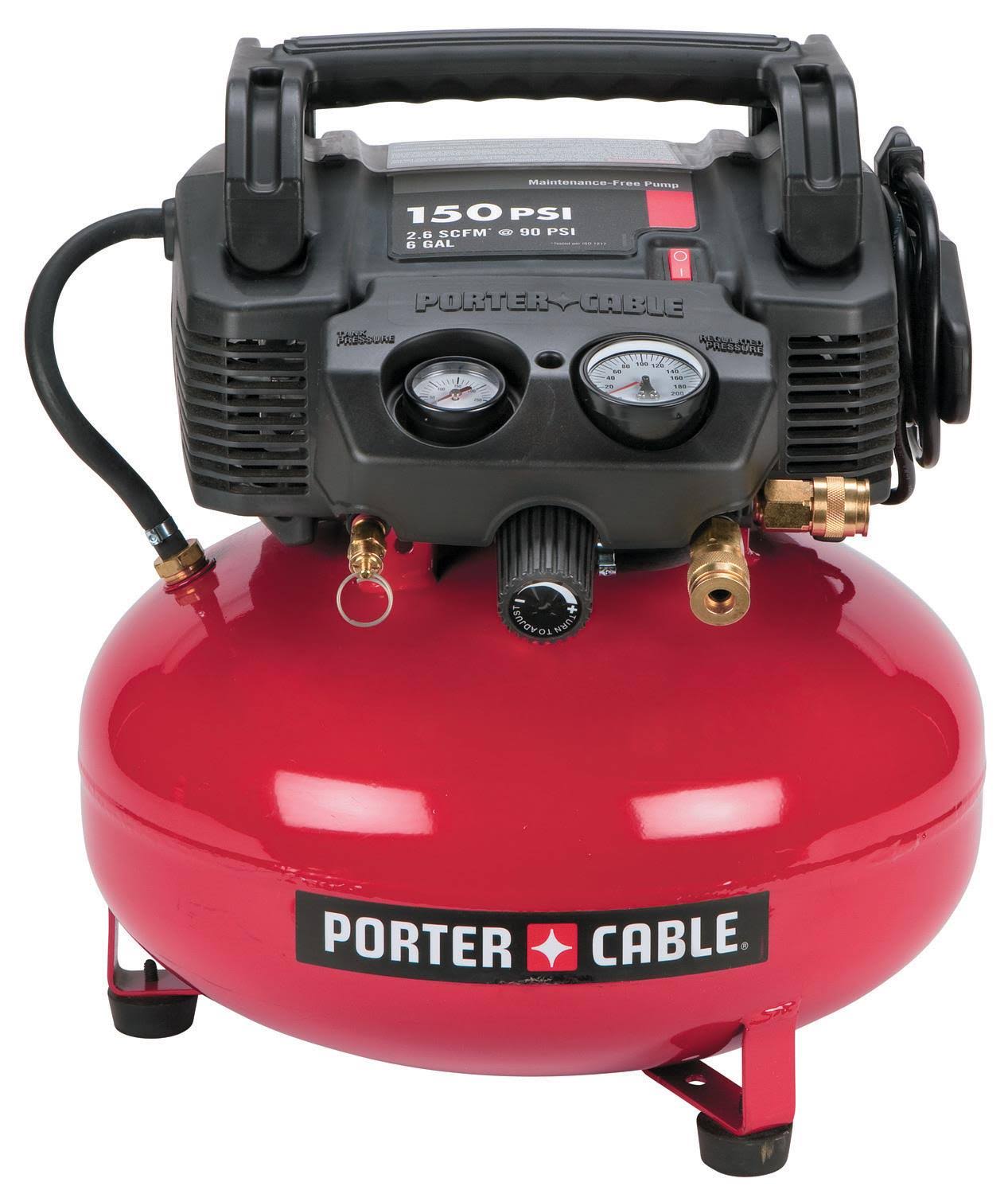Porter-Cable C2002R Oil-Free Pancake Air Compressor, 0.8 HP, 6 gal