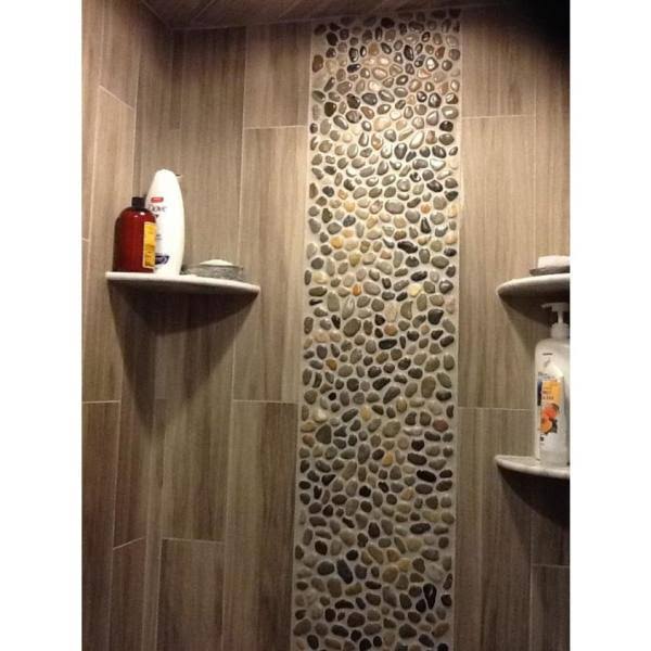 Rainforest 12 in. x 12 in. Mixed Mid-Polish Pebble Stone Floor and Wall Tile (5.0 Sq. ft. / CASE)