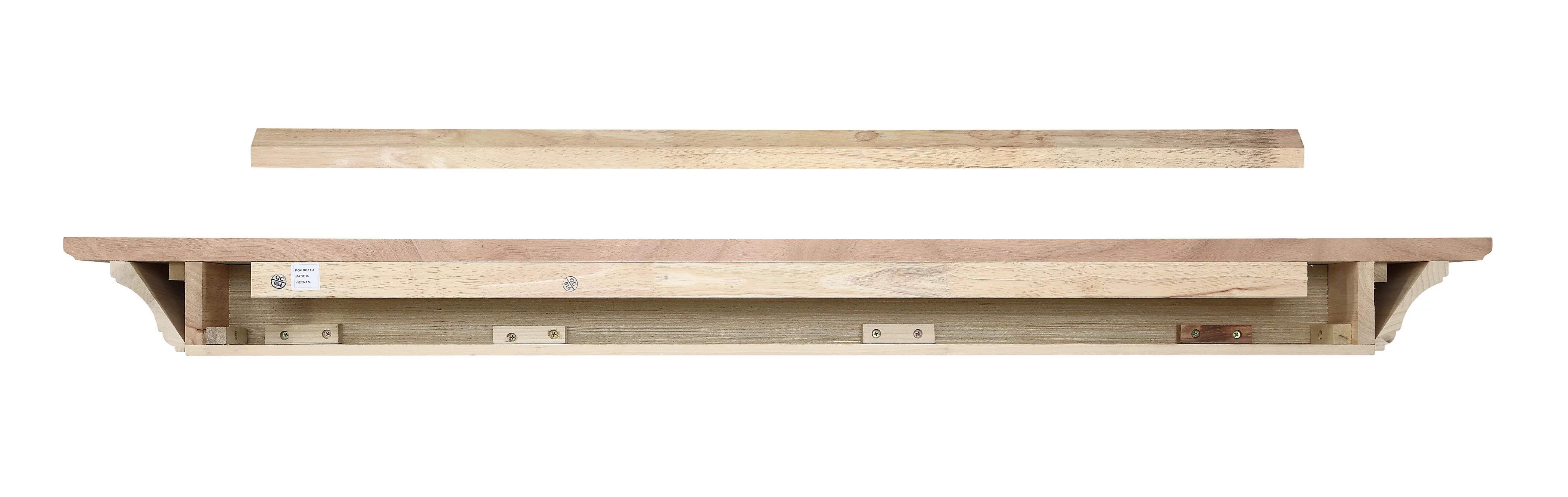 Pearl Mantels Homestead Traditional Premium Wood Mantel Shelf, Unfinished, Paint and Stain Grade, 60"L x 10"D x 5"H