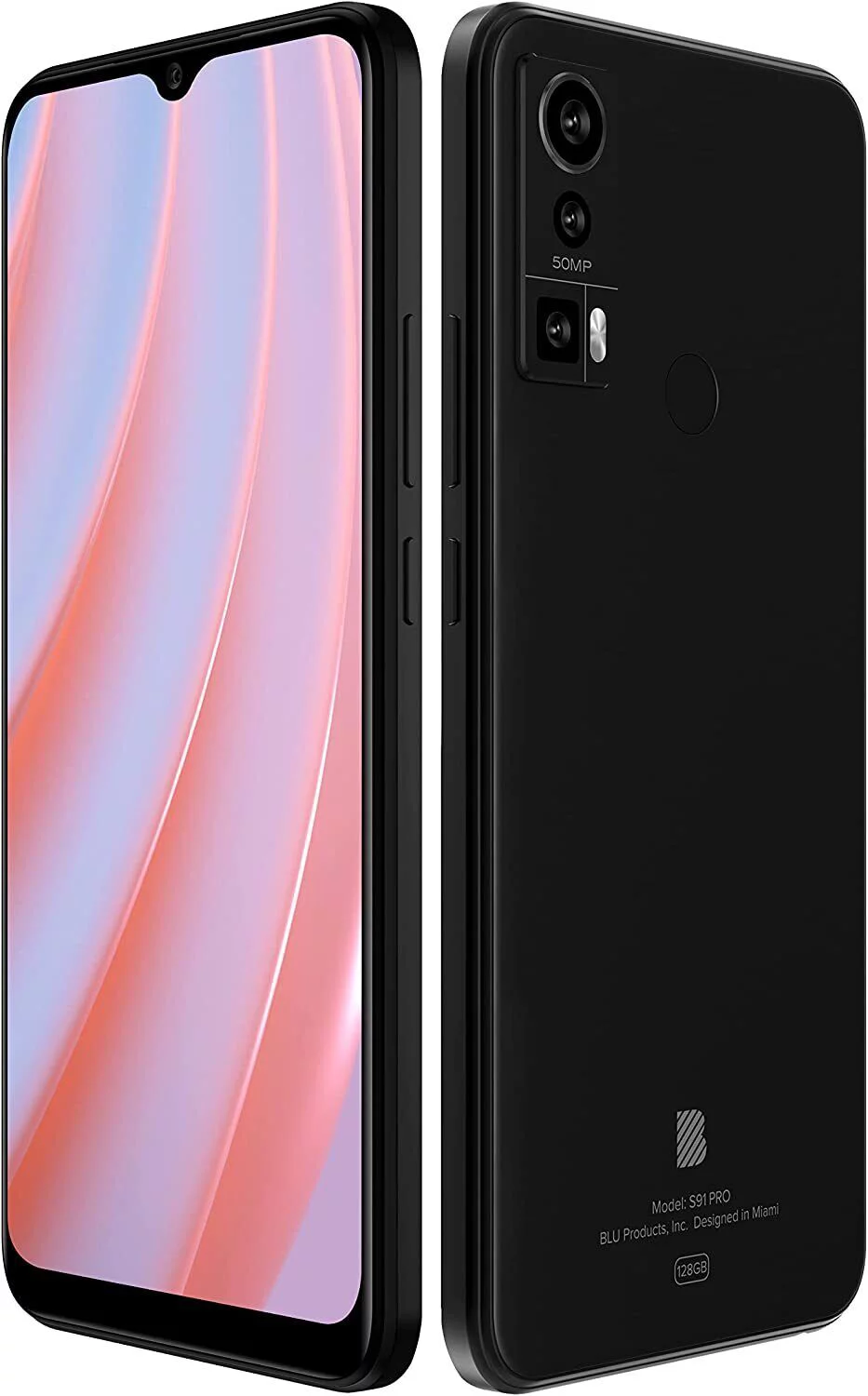 BLU S91 Pro | 2022 | 3-Day Battery | Unlocked | 6.5” Full HD+ Display | 128/4GB | Triple 50MP Camera | US Version | US Warranty | (Black)