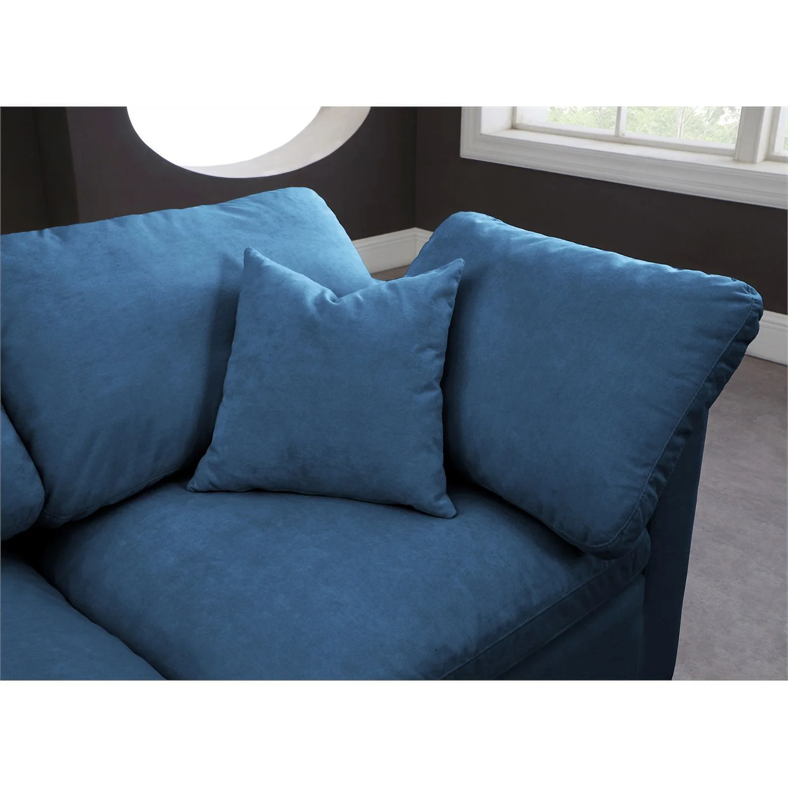 Meridian Furniture Plush Contemporary Velvet Modular Sectional in Navy