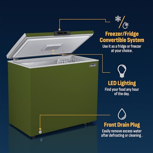 Newair 13.8 cu. ft. Upright Freezer, Fridge Freezer Convertible, Garage Ready Refrigerator, Frost Free Freezer with Door Alarm, Stand up Deep Freezer