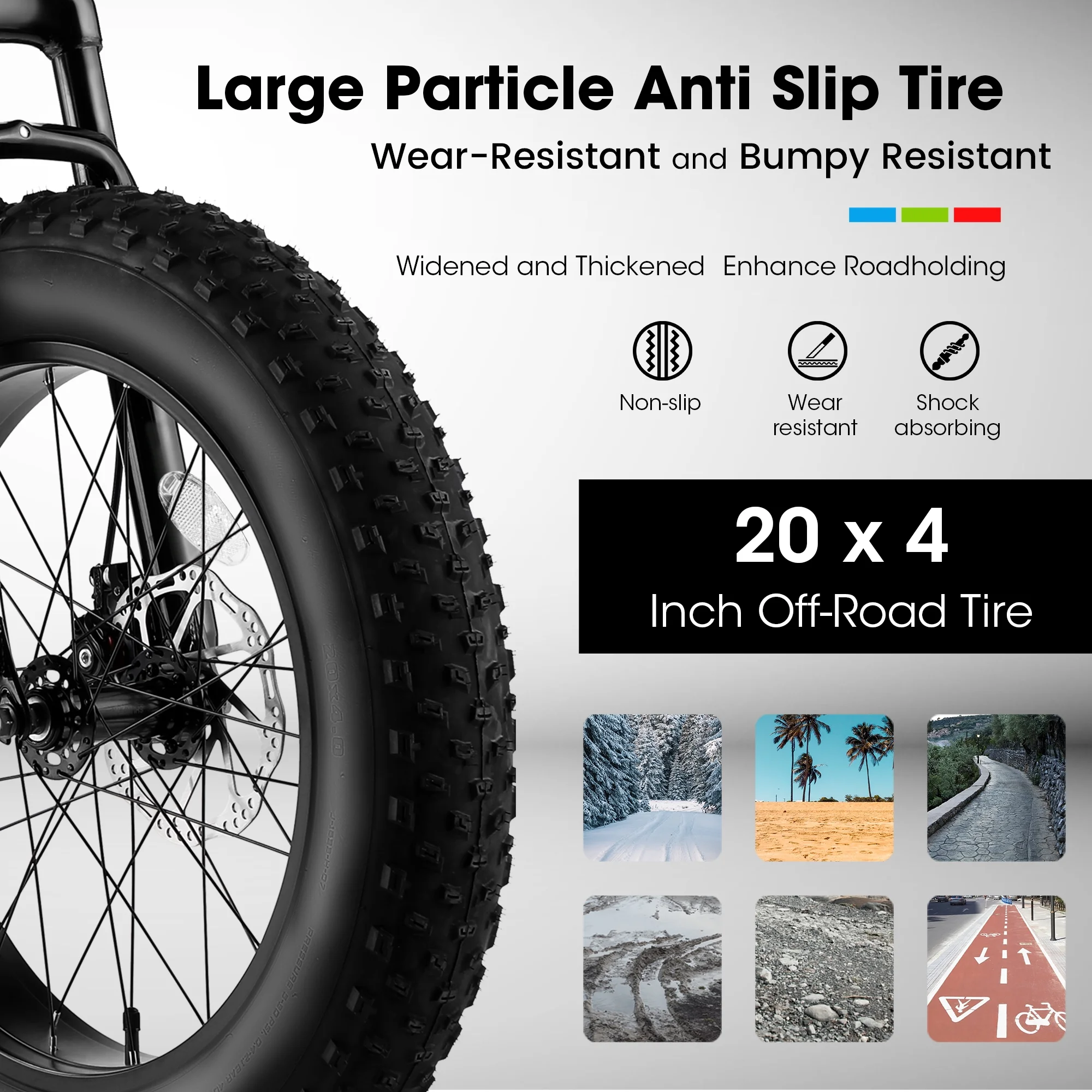 20 Inch Kids Bike, 4" Inch Fat Tire Mountain Bike for Ages 8-12 Boys Girls, 7 Speed Teenager Children Kids' Bicycles